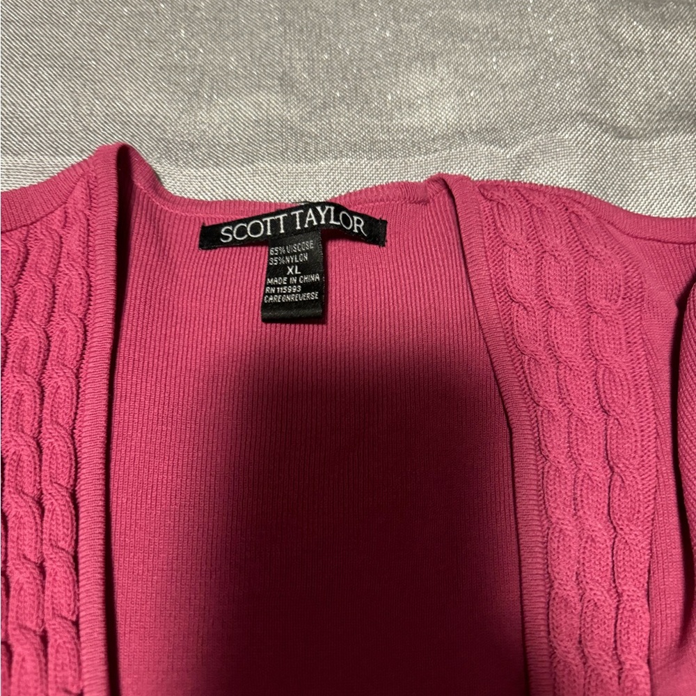 Pink Ribbed Open-Front Cardigan Sweater - Picture 2 of 3